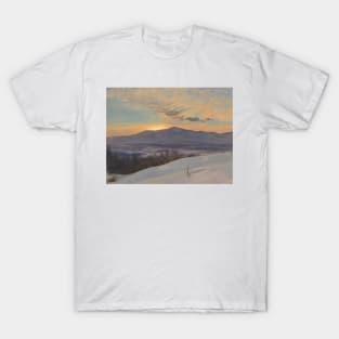 Sunset Across the Hudson Valley, Winter by Frederic Edwin Church T-Shirt